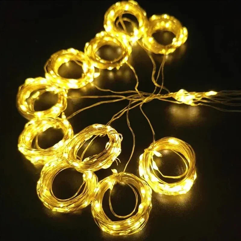 3M LED Curtain String Lights – Fairy Decoration USB Holiday Garland Lamp with 8 Modes for Home, Garden, Christmas, Party, New Year &amp; Wedding