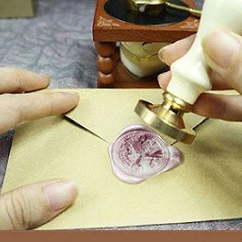 Wax Bead Pot Stick Heater Wax Seal Stamp Set Lacquer Furnace Seal Spoon Handle Stamp Melting Spoon Rubber Wood Melting Heater