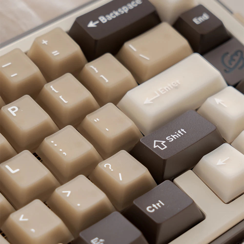 164 Keys Latte Coffee Keycaps Retro Brown Translucent keycaps Cherry Profile Double Shot PBT PC keycap For Mechanical Keyboard
