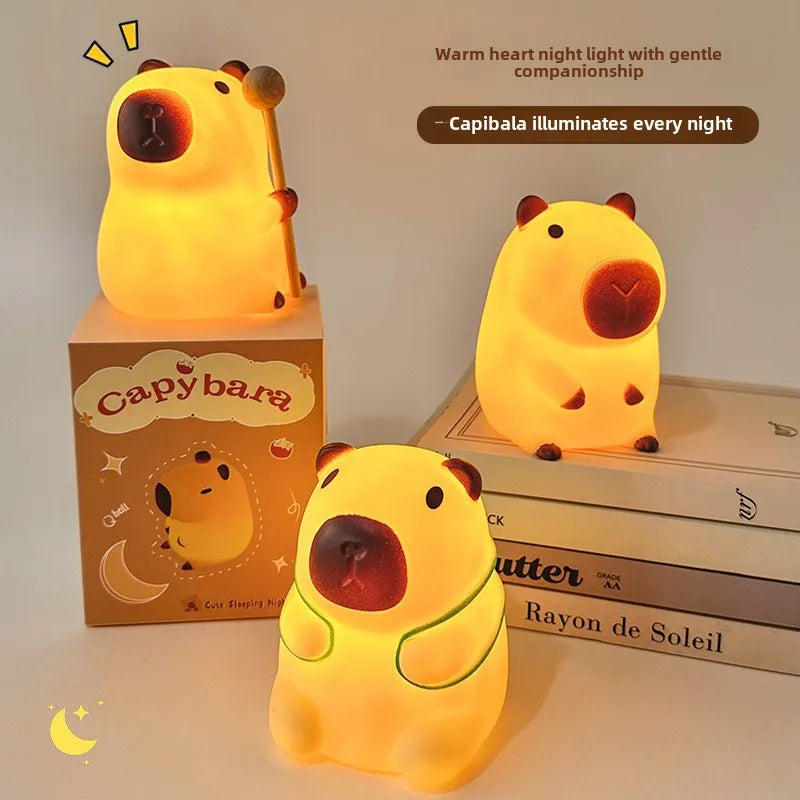 Mini Cartoon Vinyl Capybara Night Light Kapibala Animal Bedside Lamp Battery Powered Christmas Gift for Kids Girls Boys Women