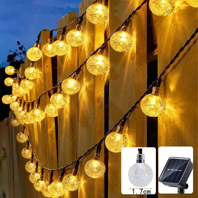Solar String Lights 100 LED Crystal Globe – Solar Lights Outdoor IP65 Waterproof with 8 Modes for Garden, Tree, Patio &amp; Party Decor