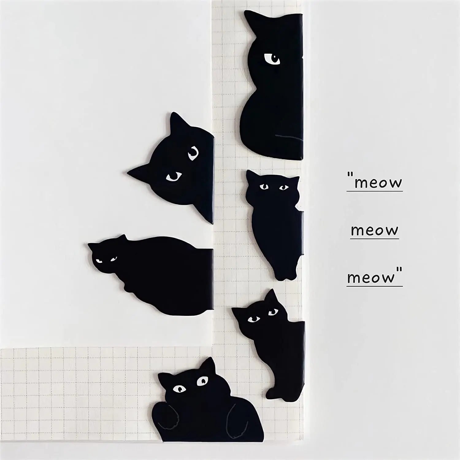 6-Piece Black Cat Magnetic Bookmarks
