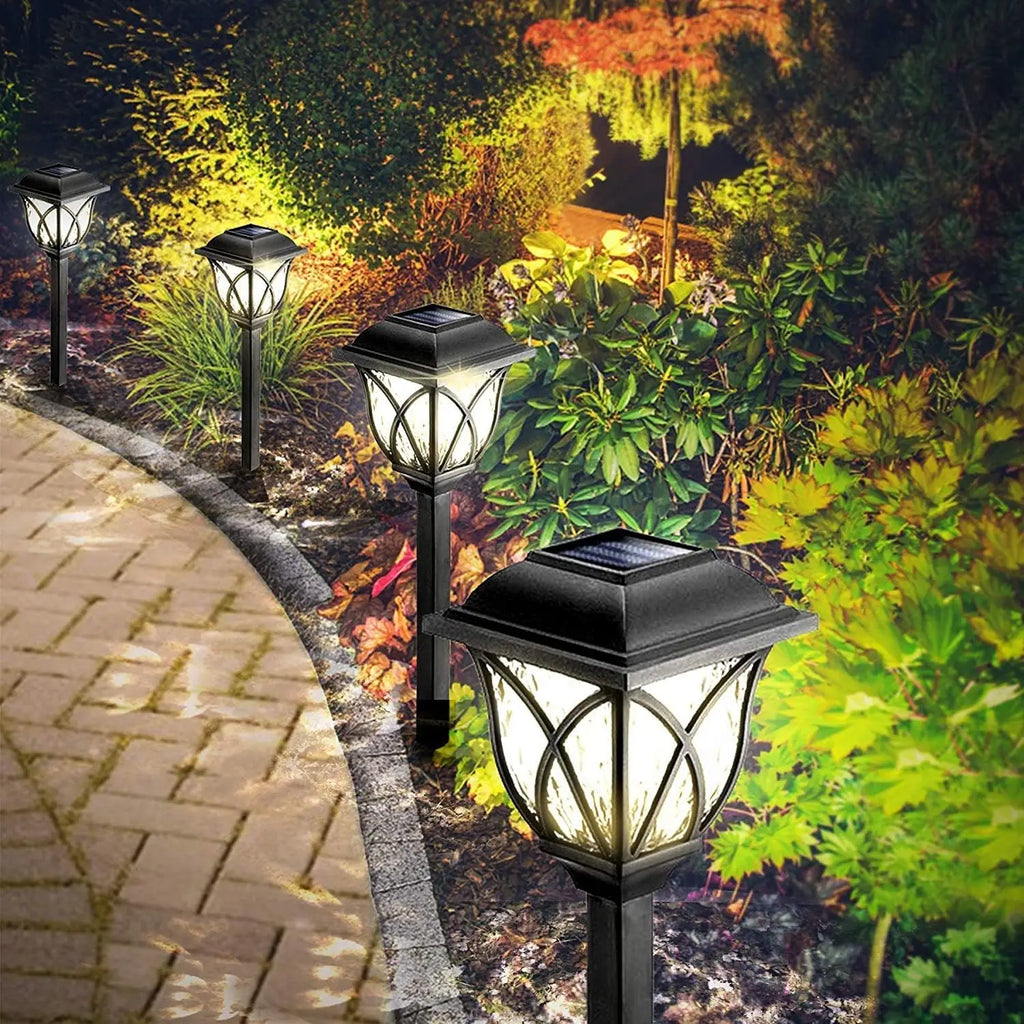 2pcs Led Solar Lawn Lights Outdoor Lamp Waterproof Warm Light Garden Courtyard For Walkway Path Villa Landscape Lights