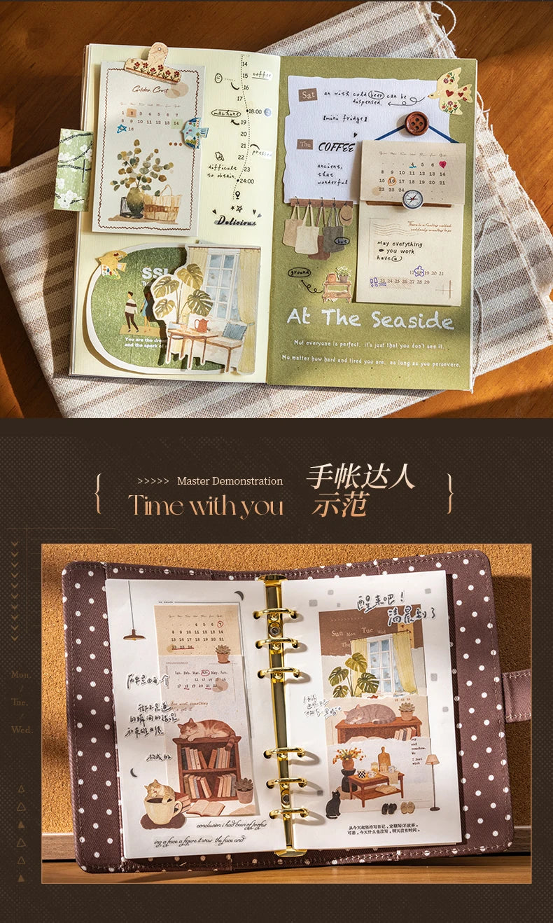 Journal GO 20pcs Time with You Note Pads Creative Warm Journaling Scrapbook Decorative Material Paper Stationery Notes