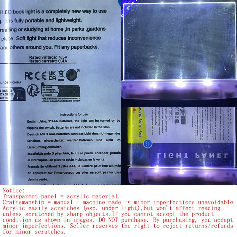 Flat Panel LED Book Light for Reading in Bed