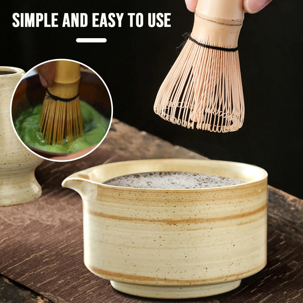 4-Piece Japanese Matcha Tea Set with Bamboo Whisk