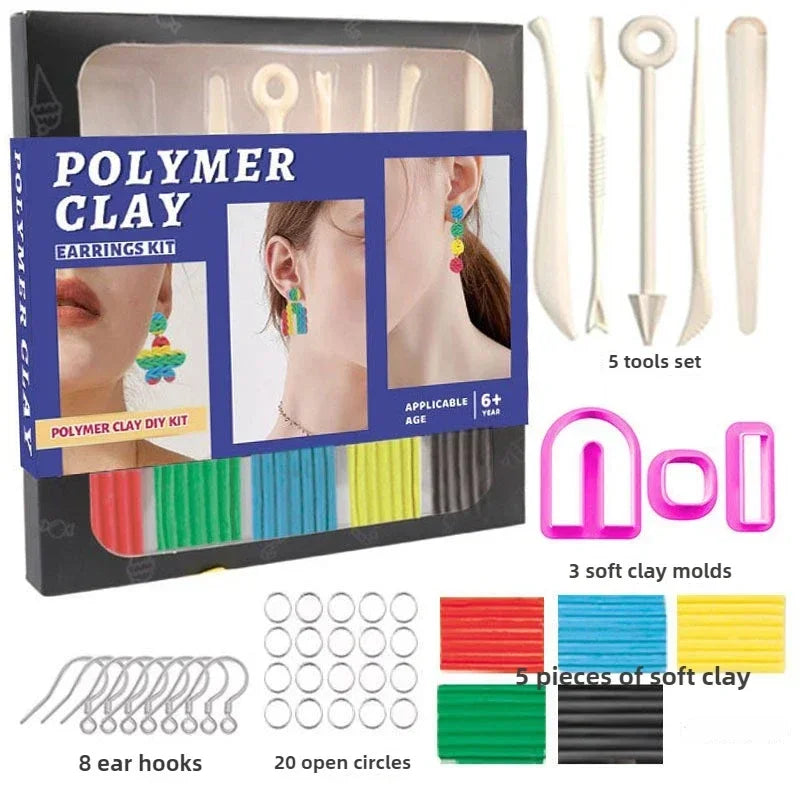 DIY Polymer Clay Jewelry Earring Making Kit – Modeling Clay with Sculpting Tools, Oven-Bake or Air-Dry Art Craft for Teens &amp; Adults