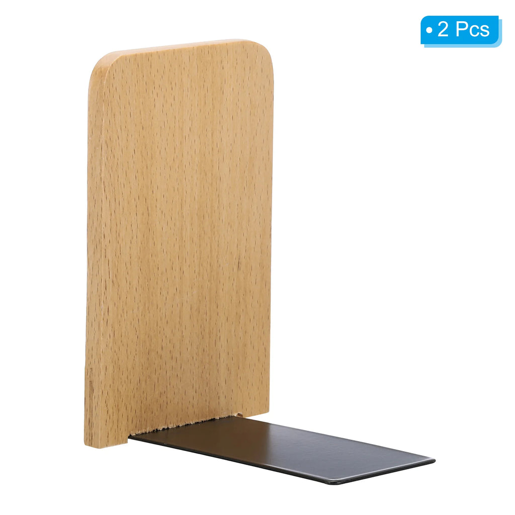 Wood & Metal Desktop Bookends (Set of 2)
