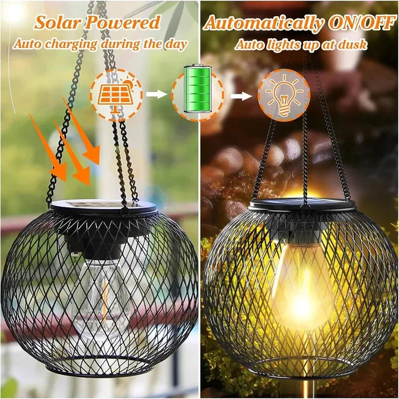 Solar Lantern Outdoor – Ortiny Upgraded Solar Lights for Outside Decorative Outdoor Hanging Lights Waterproof Solar Lanterns