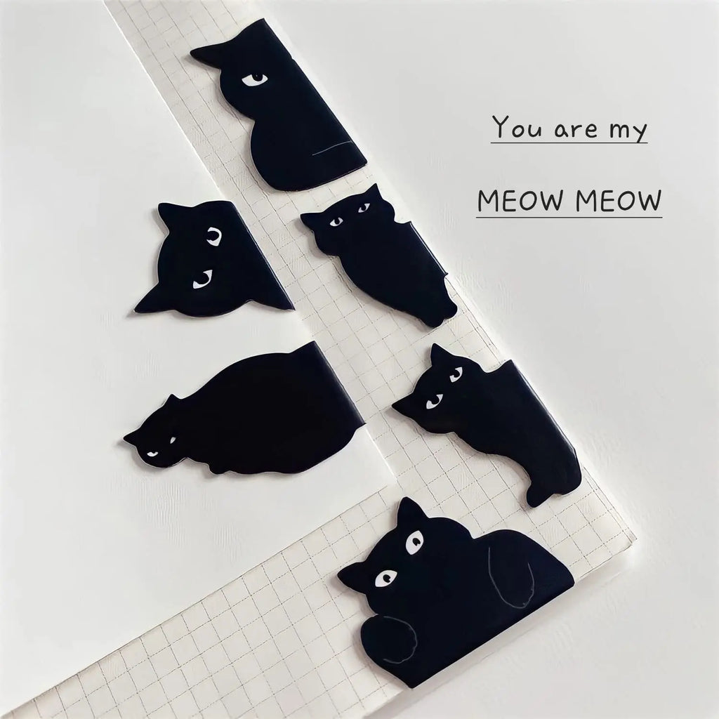 6-Piece Black Cat Magnetic Bookmarks