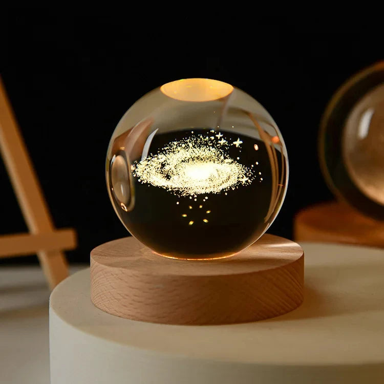 Unique 3D Crystal Ball Lamp with Galaxy and Planetary Projections USB Night Light for Cozy Atmosphere plasma ball