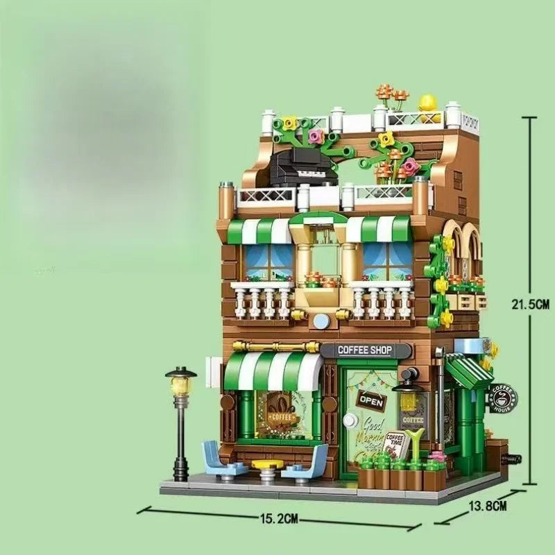 City Street Coffee Shop Modular Building Block Set