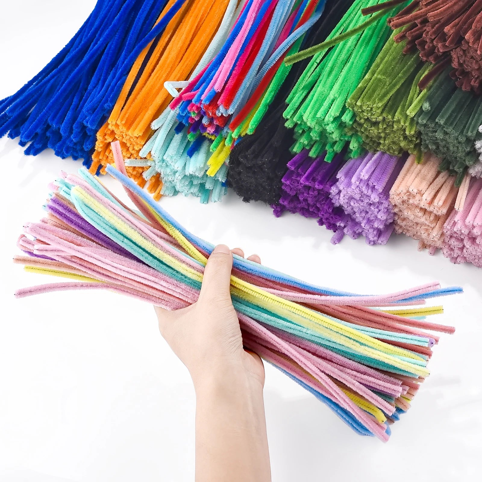 100pcs Colorful Chenille Stems – Soft Pipe Cleaners for DIY Crafts | 30cm Twist Plush Wire Sticks for Kids & Creative Hobbies