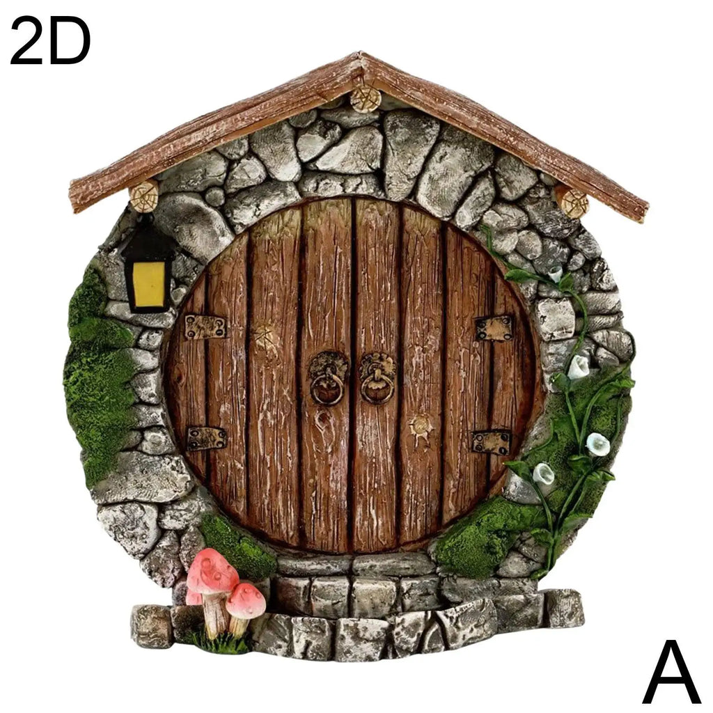 2D Fairy Garden Miniatures Gnome Window Door Set – Pendant Glow In The Dark Creative Ornaments Crafts for Fairy Garden Decorations