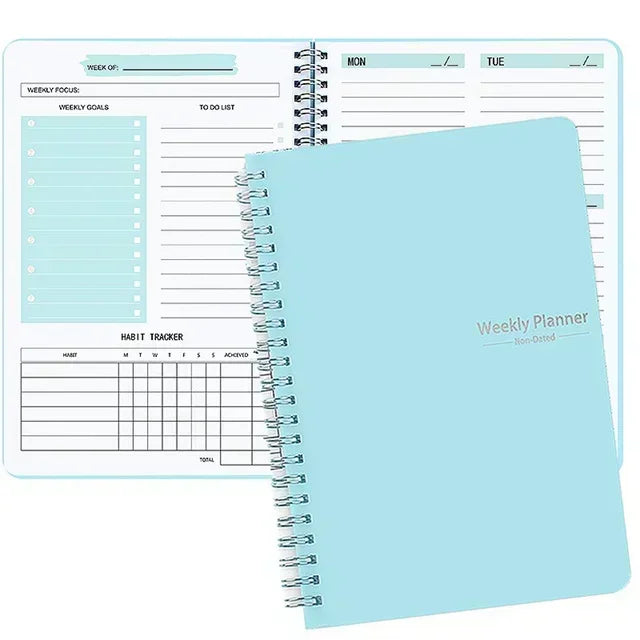 52 Weeks Weekly Planner Notebook A5 Undated Spiral Agenda Daily Student Schedules Journal Stationery Office School Supplies