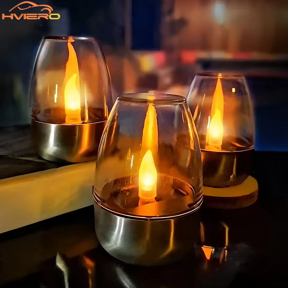 LED Solar Candles Light – Flameless Rechargeable Night Lights for Garden Decor, Outdoor Wedding, Party &amp; Waterproof Atmosphere Lamp