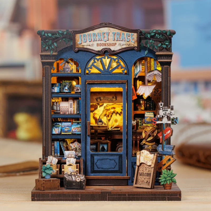 CUTEBEE Book Nook Kit DIY Miniature Model Dollhouse for Adults and Teens Bookshelf Decor 3D Wooden Puzzle Gifts for Family