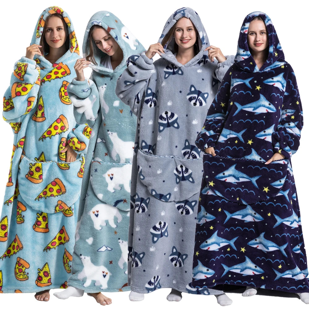 Wearable Sherpa Fleece Blanket Hoodie