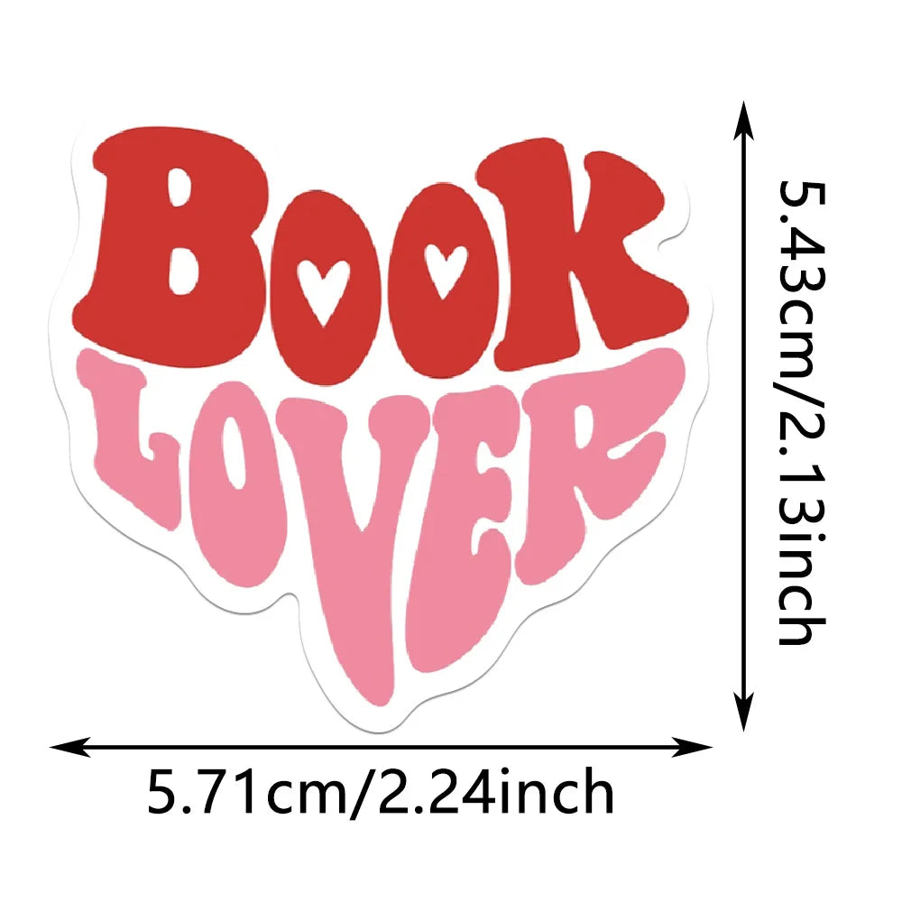 10/25/50pcs Pink Book Reading Graffiti Stickers for DIY Decor Stationery Suitcase Bottle Phone Laptop Skateboard Scrapbooking
