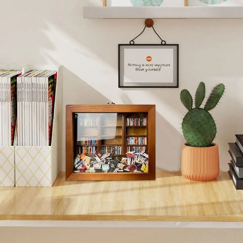 Bookshelf Decor Anxiety Bookshelf Home Desktop Decoration Fidget Toys Bookshelf Sensory Toys Handmade Wooden