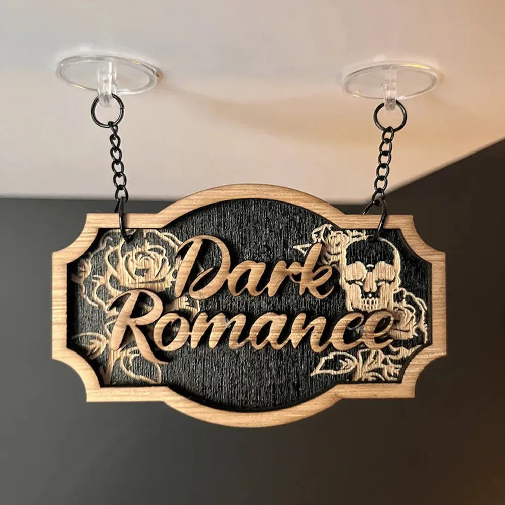 New Wooden Bookshelf Hanging Decoration Dark Romance Decorative Bookshelf Classification Bookshelf Signs for Library