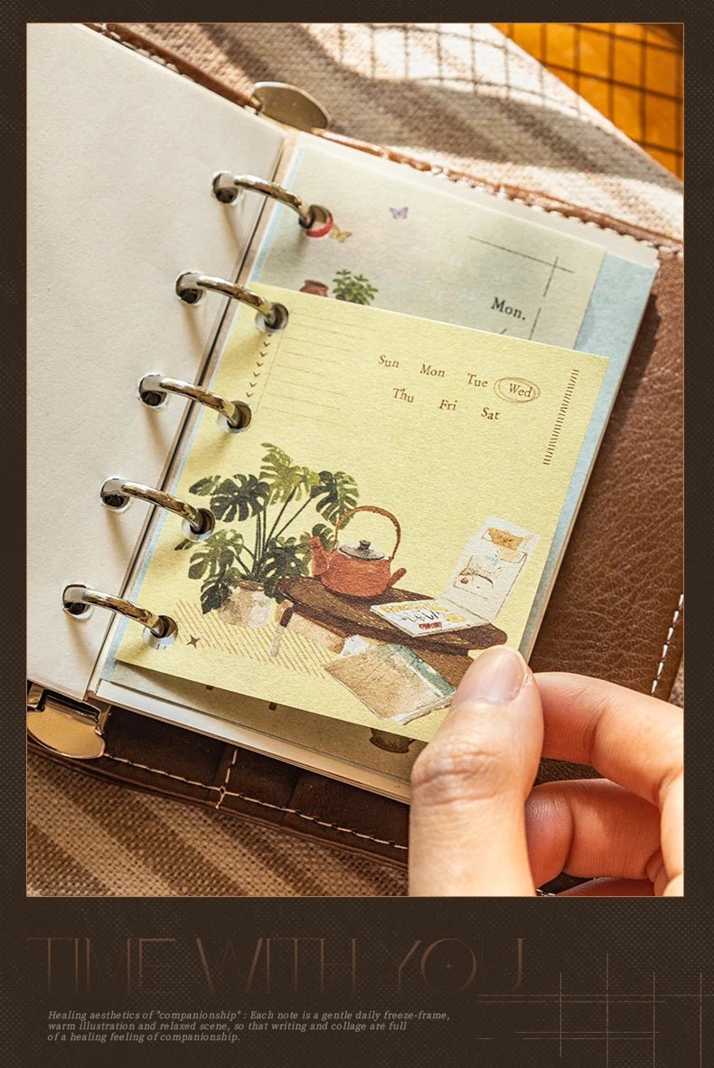 Journal GO 20pcs Time with You Note Pads Creative Warm Journaling Scrapbook Decorative Material Paper Stationery Notes