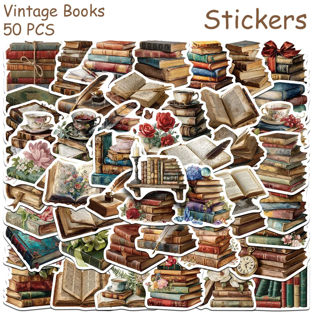 Vintage Book Sticker Decals