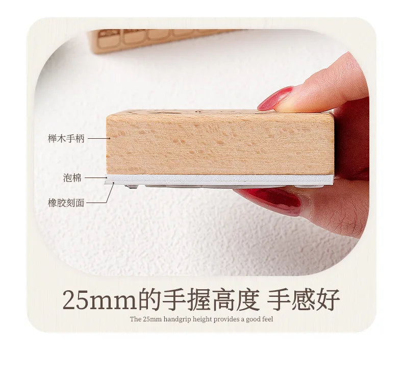 Memo Cat Box Wooden Hand Account Seal Retro Cat Schedule Plan Beech Wood Seal Daily Memo Seal School Supplies Assorted Stamp