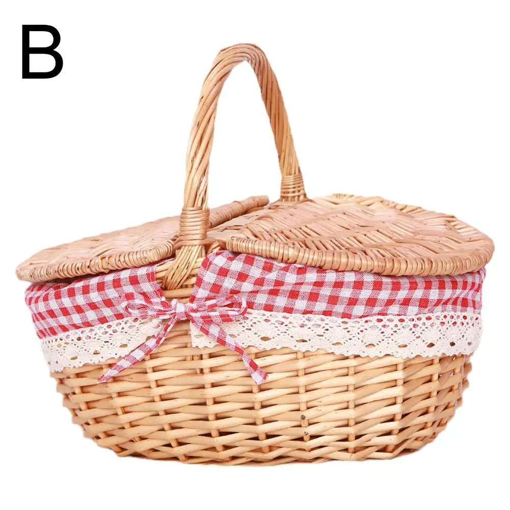 Oval Wicker Picnic Basket with Lid