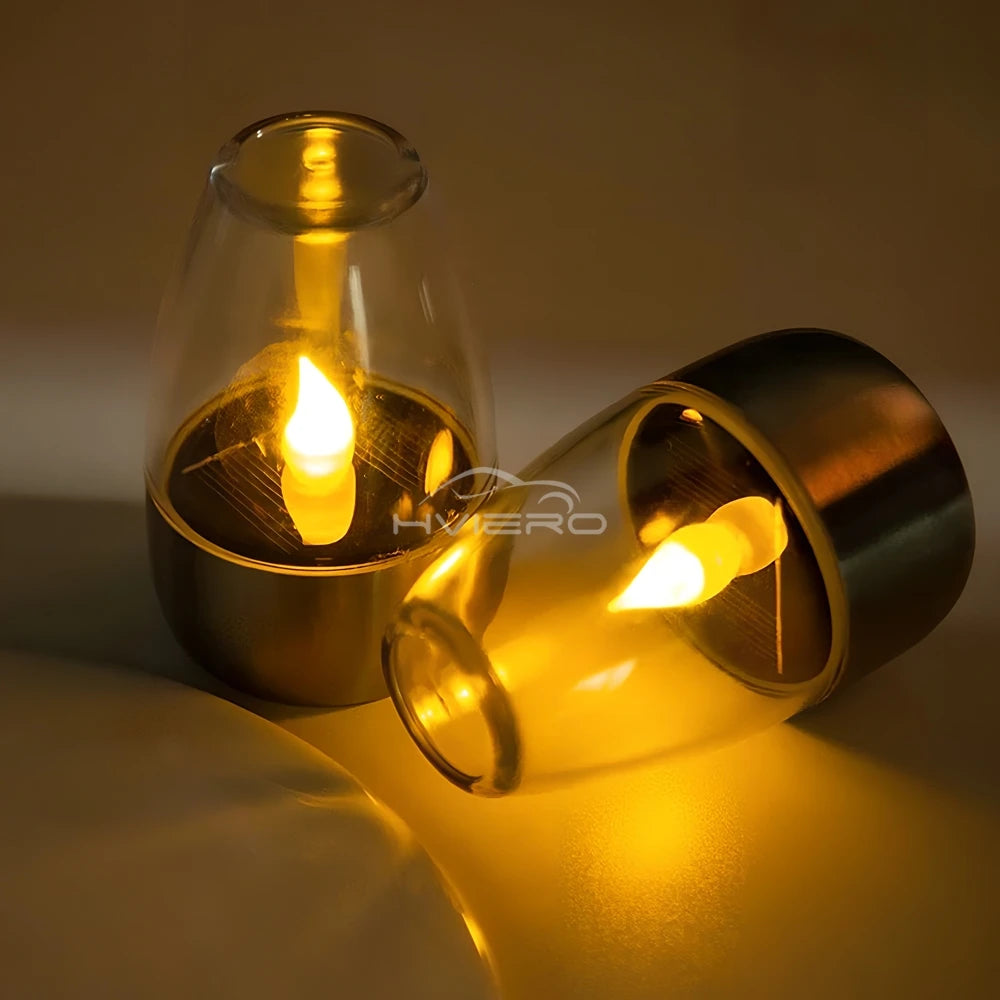 LED Solar Candles Light – Flameless Rechargeable Night Lights for Garden Decor, Outdoor Wedding, Party &amp; Waterproof Atmosphere Lamp