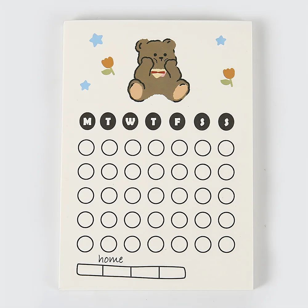 Korean Bear Fruit Non-sticky Notes Lined Memo Pads Cute Check to Do List Shopping Daily Weekly Planner Notepad Stationery Agenda