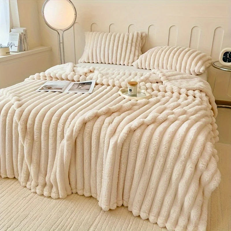 Luxurious Faux Rabbit Fur Throw Blanket Soft,Warm&Cozy for Couch,Bed,Office,Travel Versatile All-Season Gift,Christmas Present