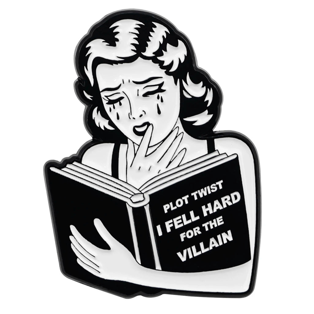 Black Cat Skeleton Book Enamel Pin