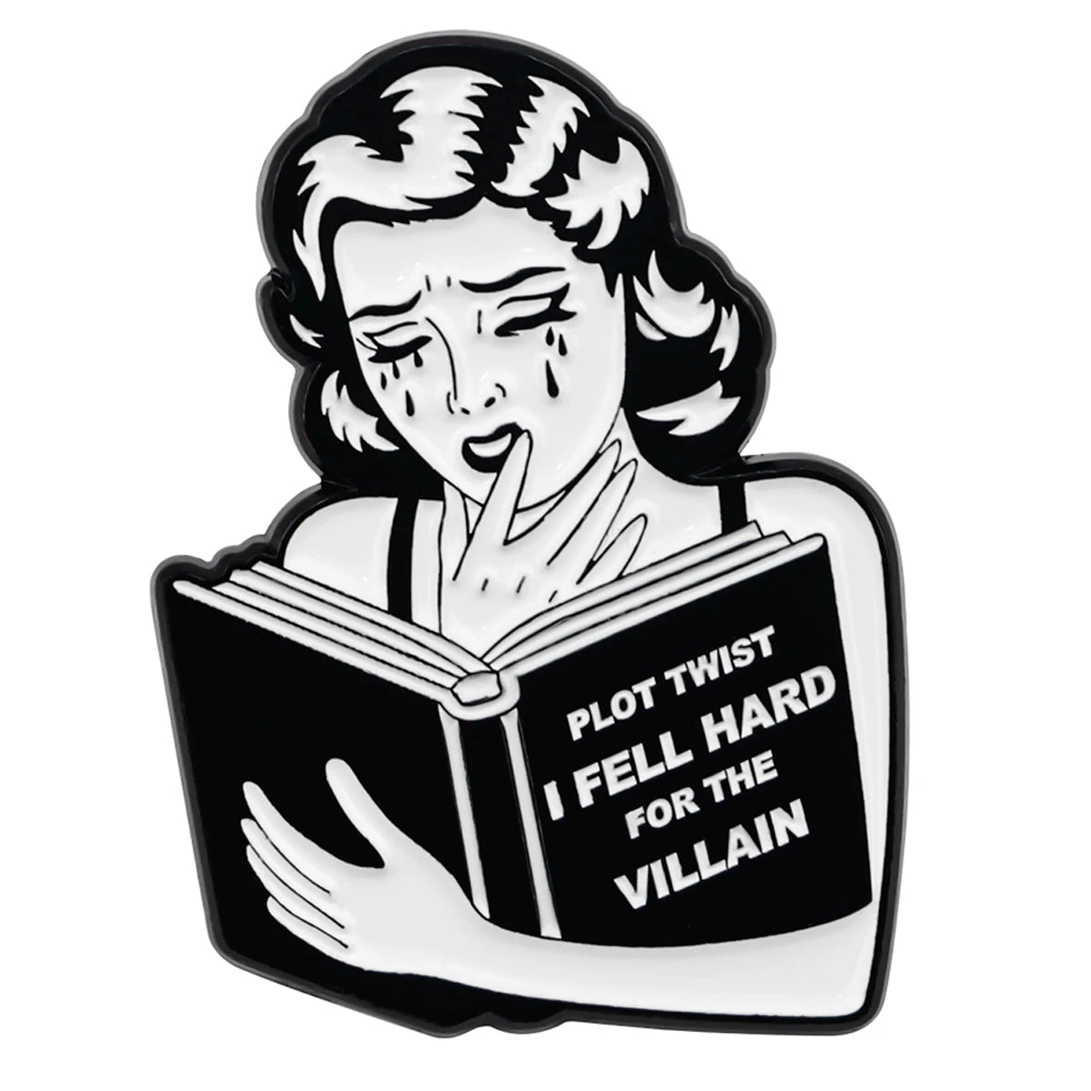 Black Cat Skeleton Book Enamel Pin