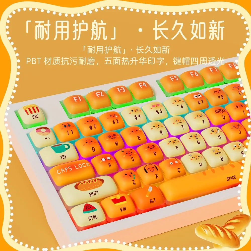 140 Keys Cute Keycaps Cat MOG Keycaps PBT Pink Keys Gift for Girl Cute New Square Thermal Sublimation Mechanical Keyboard 6.25U