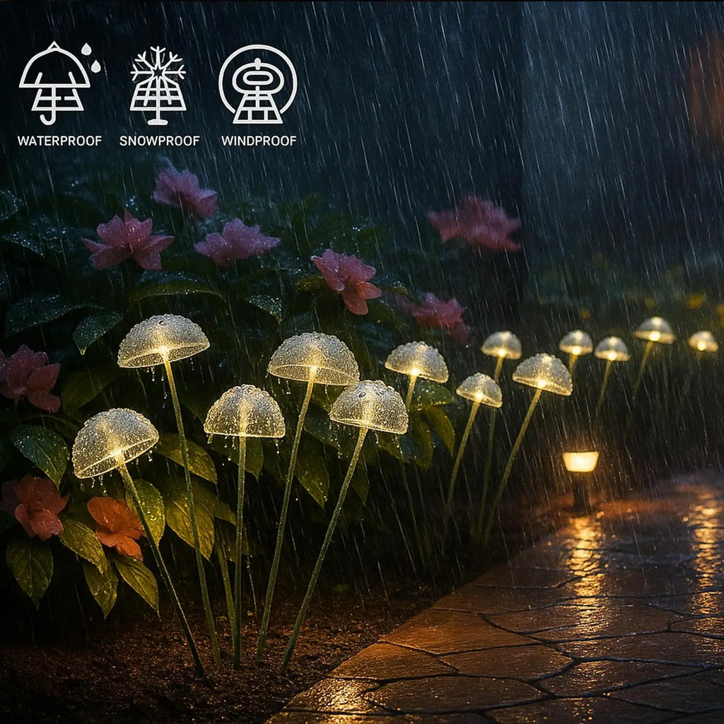 Solar Garden Lights Dual Mode LED – Solar Mushroom Lights Waterproof Jellyfish Decor for Yard, Patio & Pathway Ambiance