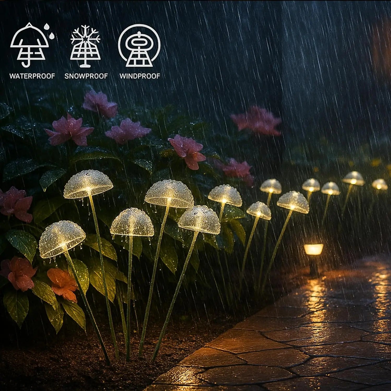 Solar Garden Lights Dual Mode LED – Solar Mushroom Lights Waterproof Jellyfish Decor for Yard, Patio & Pathway Ambiance