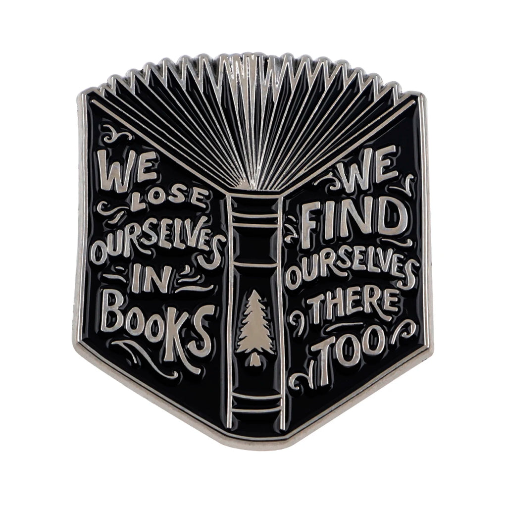 Black Cat Skeleton Book Enamel Pin