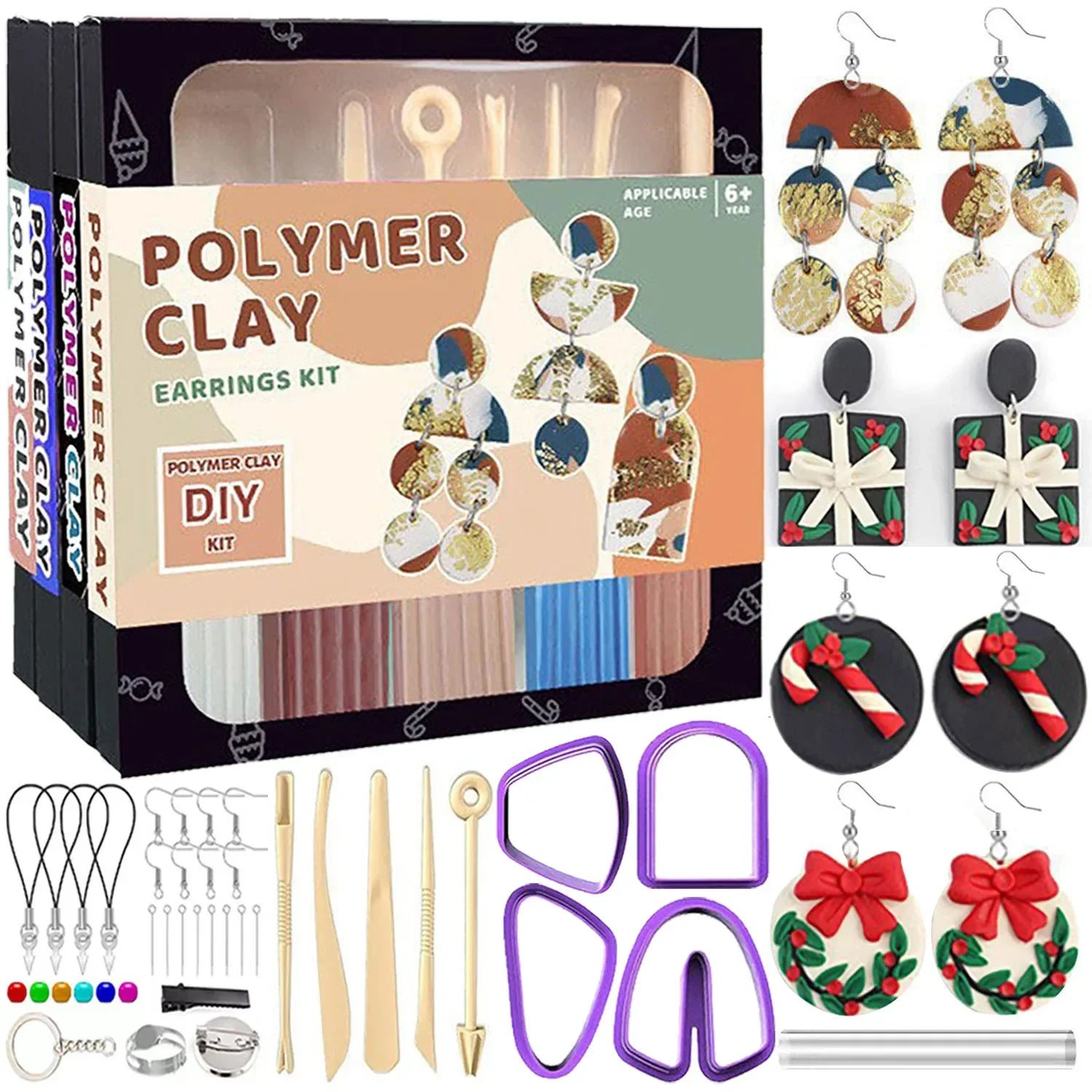 DIY Polymer Clay Jewelry Earring Making Kit – Modeling Clay with Sculpting Tools, Oven-Bake or Air-Dry Art Craft for Teens &amp; Adults