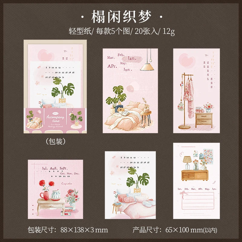 Journal GO 20pcs Time with You Note Pads Creative Warm Journaling Scrapbook Decorative Material Paper Stationery Notes
