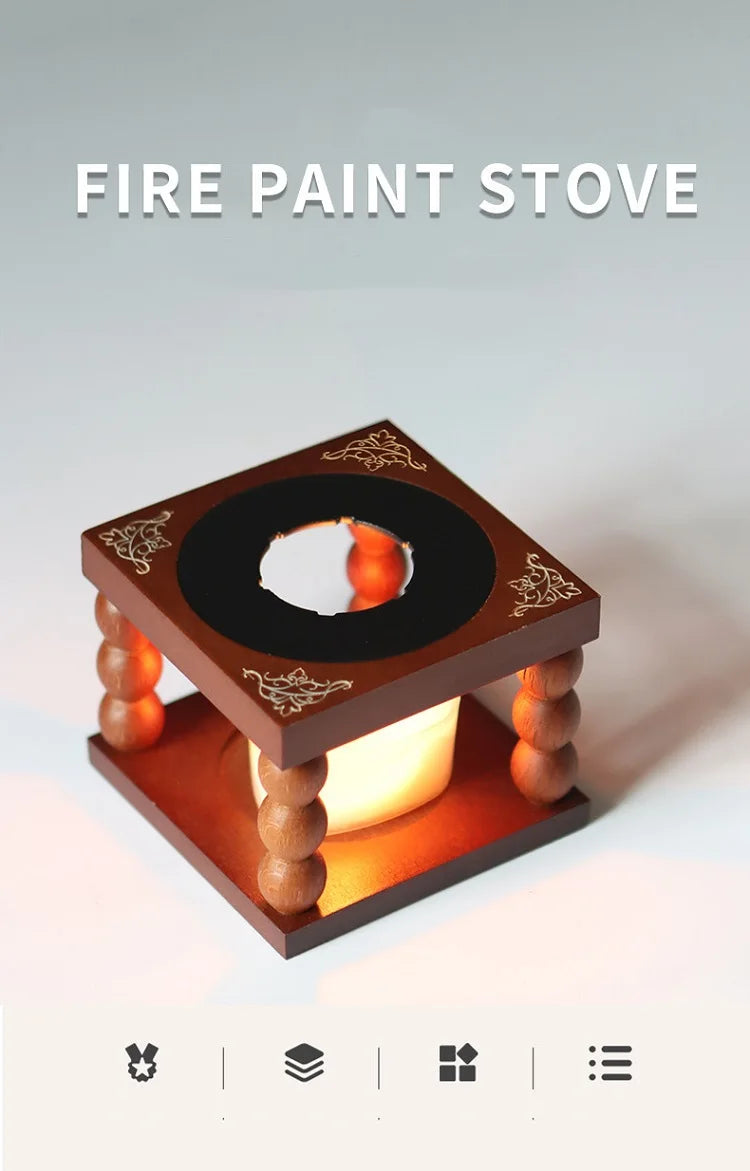 Wax Bead Pot Stick Heater Wax Seal Stamp Set Lacquer Furnace Seal Spoon Handle Stamp Melting Spoon Rubber Wood Melting Heater