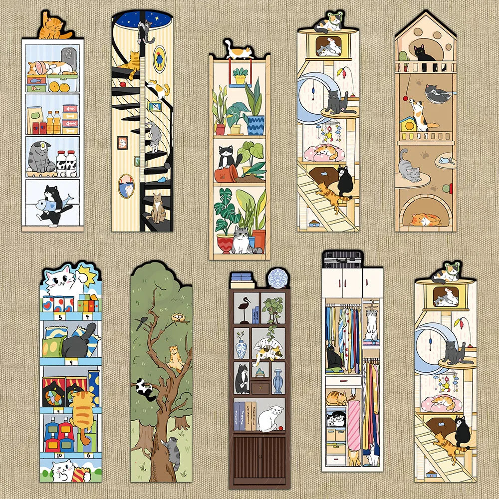 30-Piece Cat Scene Bookmark Set