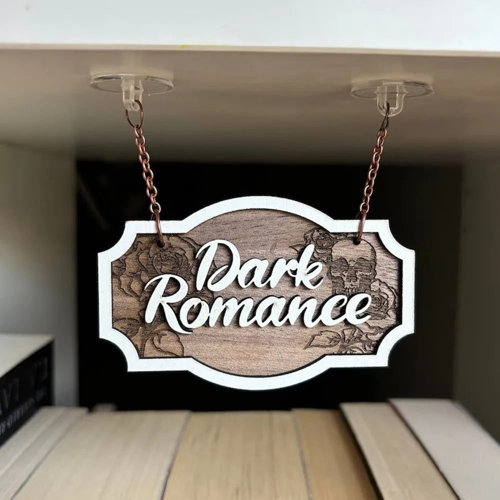 New Wooden Bookshelf Hanging Decoration Dark Romance Decorative Bookshelf Classification Bookshelf Signs for Library