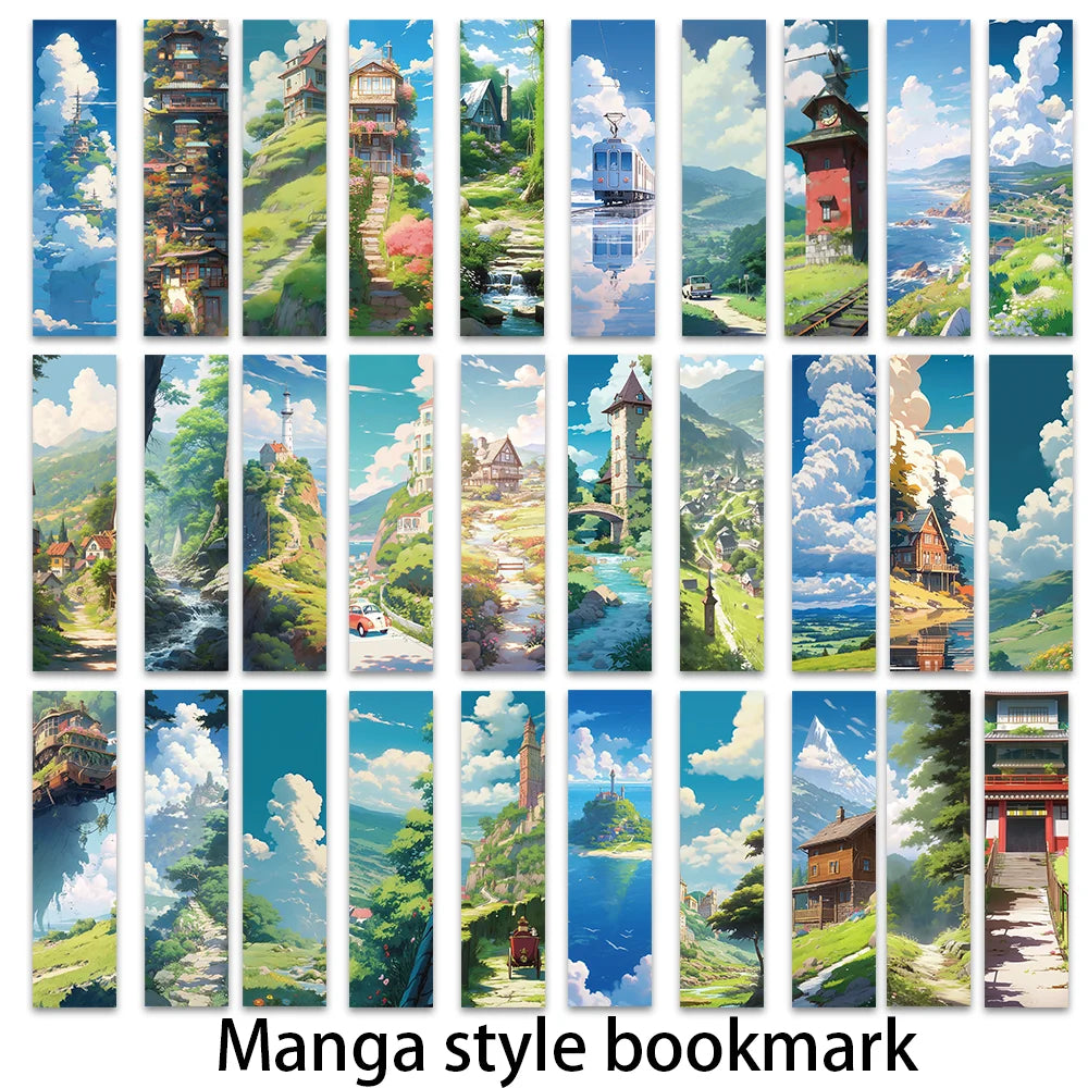 30Pcs Hayao Miyazaki Manga Style Bookmarks Student Gifts DIY Creative Art Decoration Reading Book Page Marking Cards