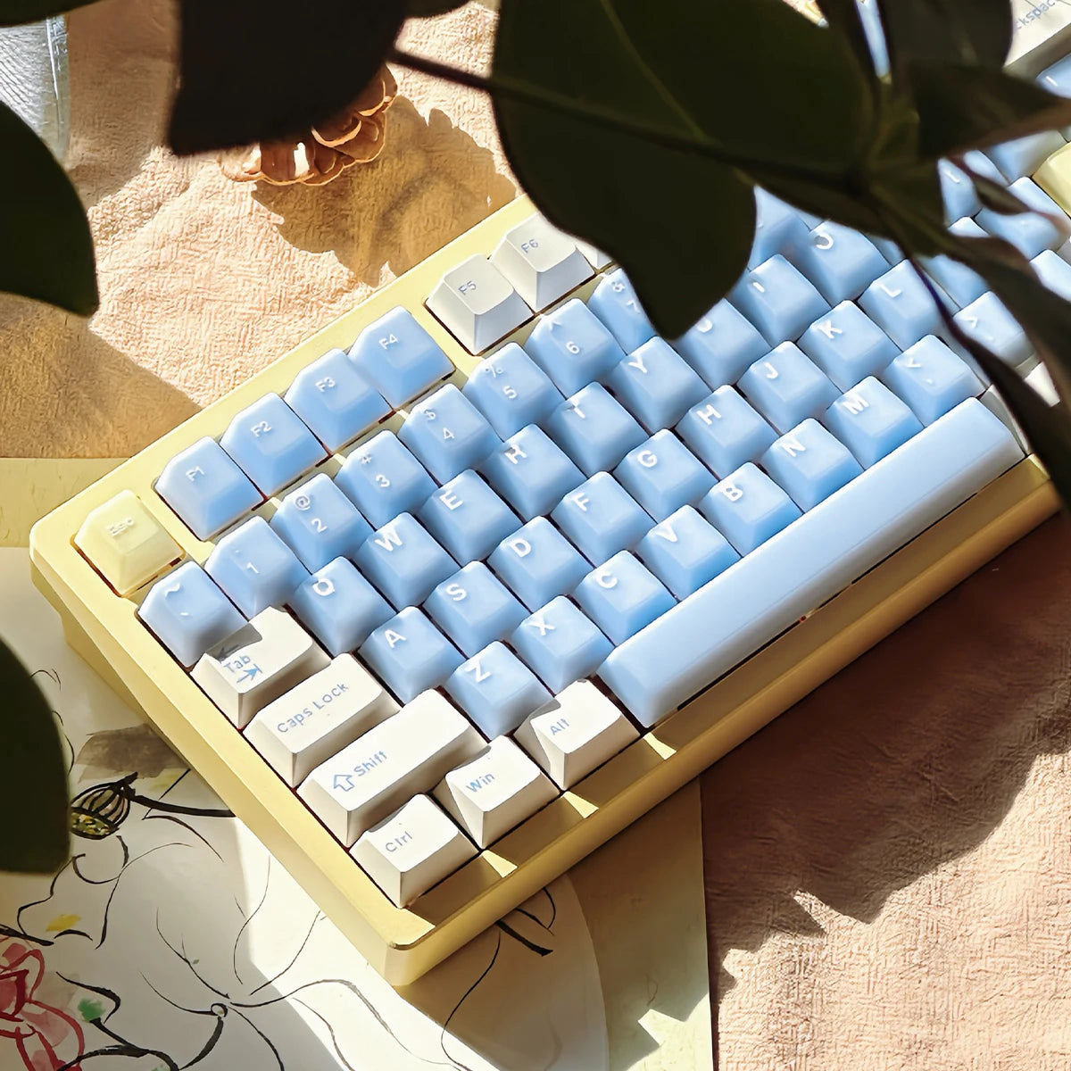 164 Keys Latte Coffee Keycaps Retro Brown Translucent keycaps Cherry Profile Double Shot PBT PC keycap For Mechanical Keyboard