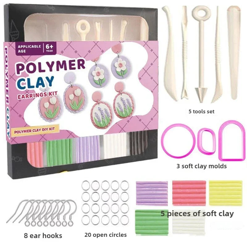 DIY Polymer Clay Jewelry Earring Making Kit – Modeling Clay with Sculpting Tools, Oven-Bake or Air-Dry Art Craft for Teens &amp; Adults