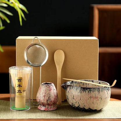 6PCS Japanese Matcha Tea Set – Whisk, Bowl & Accessories for Authentic Tea Rituals