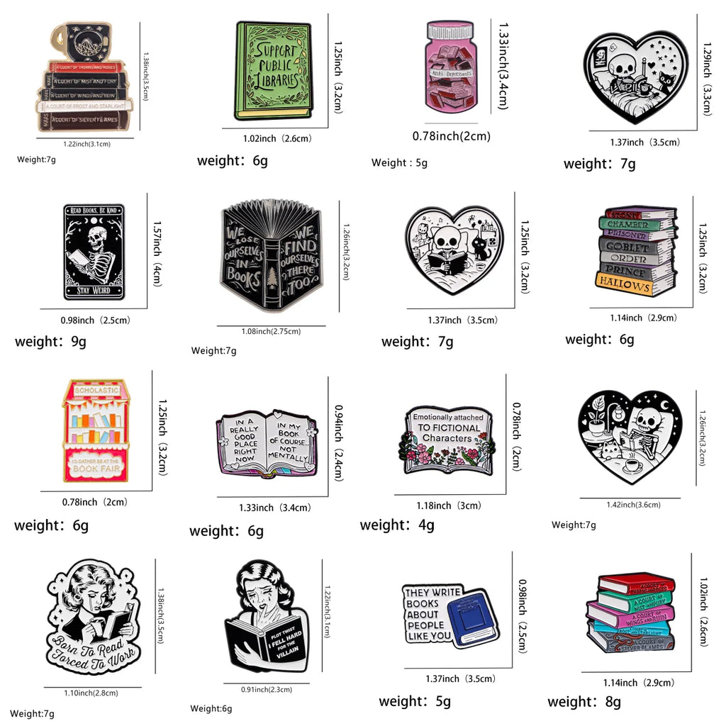 Black Cat Skeleton Book Enamel Pin