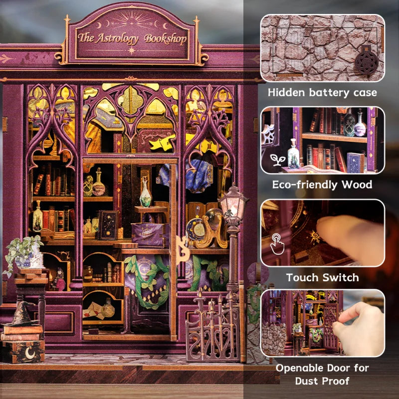 CUTEBEE Book Nook Kit DIY Miniature Model Dollhouse for Adults and Teens Bookshelf Decor 3D Wooden Puzzle Gifts for Family