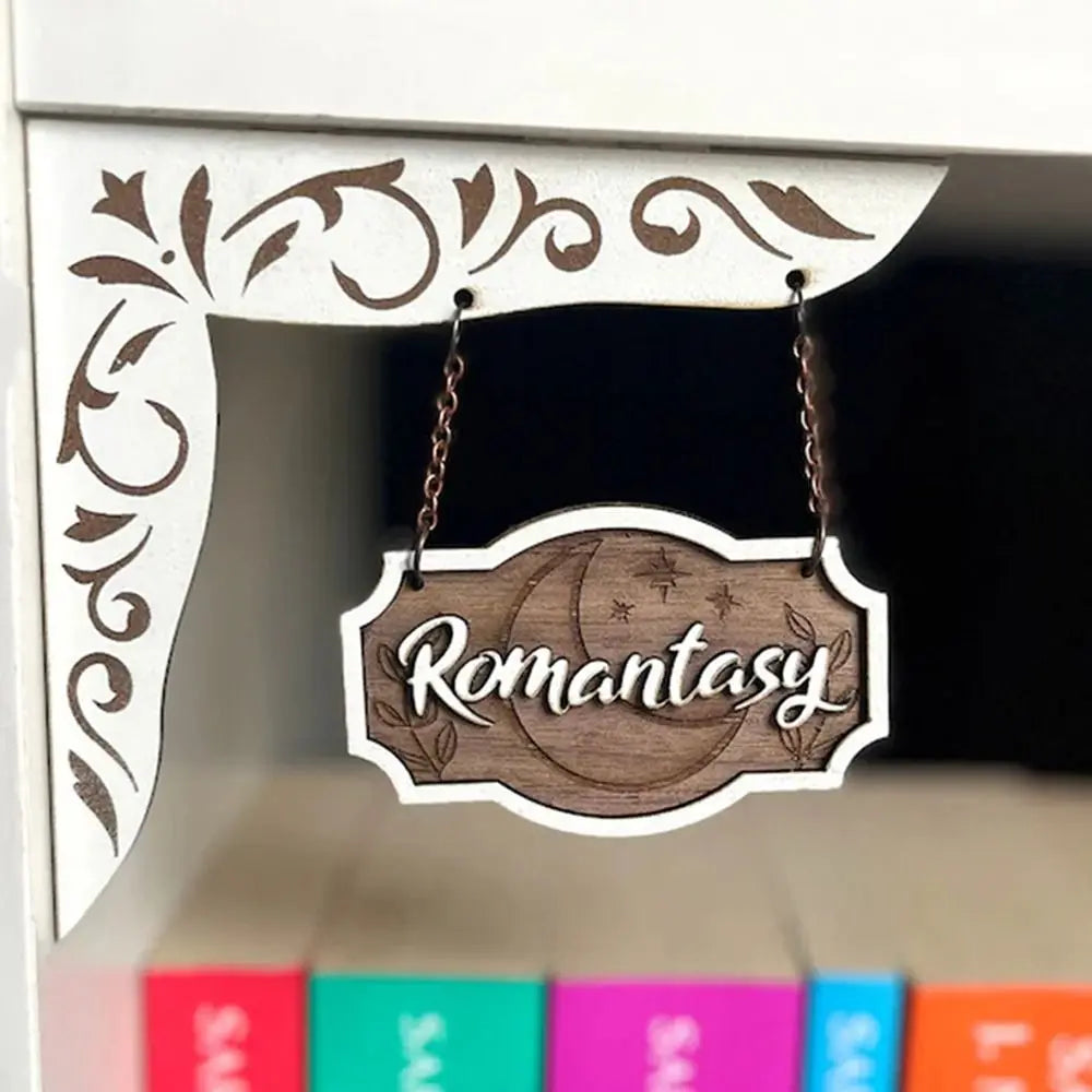 New Wooden Bookshelf Hanging Decoration Dark Romance Decorative Bookshelf Classification Bookshelf Signs for Library